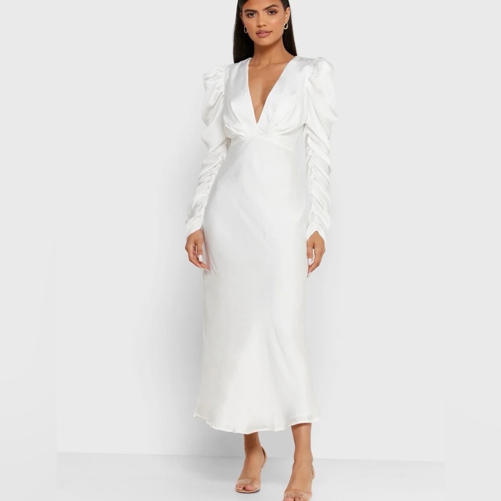 Bardot Plunge V Satin Maxi